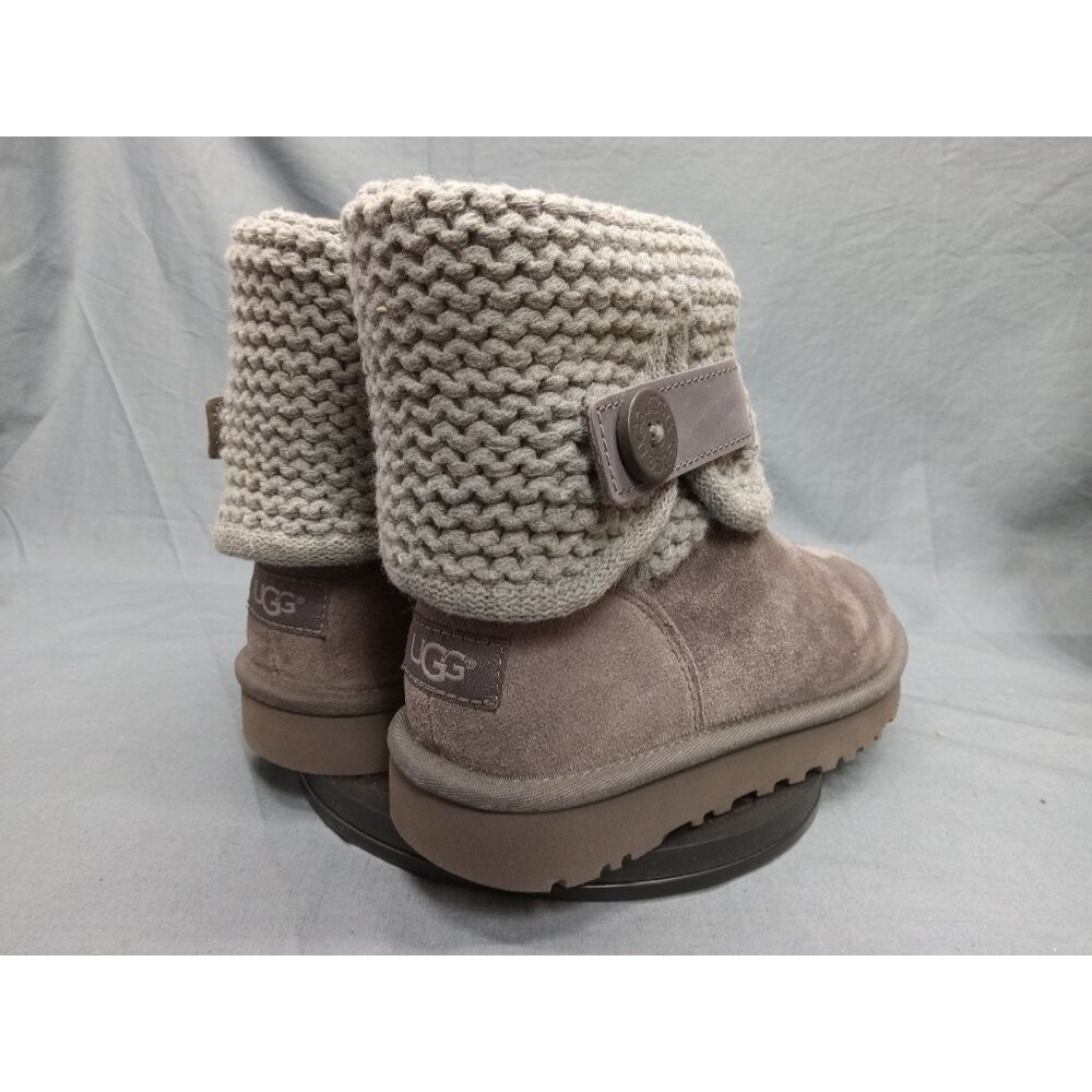 UGG Australia Girls Shaina Fold Down Knit Suede Boots Grey Size 5 NEW NO BOX! - Picture 8 of 11